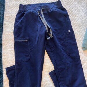 Figs Scrub Pants - High Waisted Zamora Jogger Scrub Pants, Small Navy